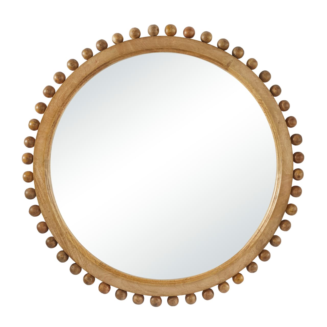 35" Mango Wood Beaded Ball Frame Wall Mirror